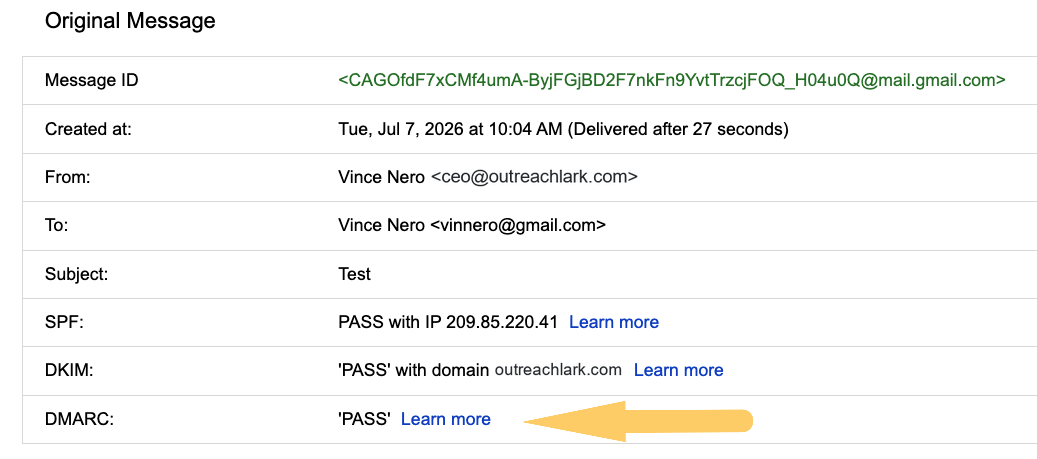 dmarc passing screenshot