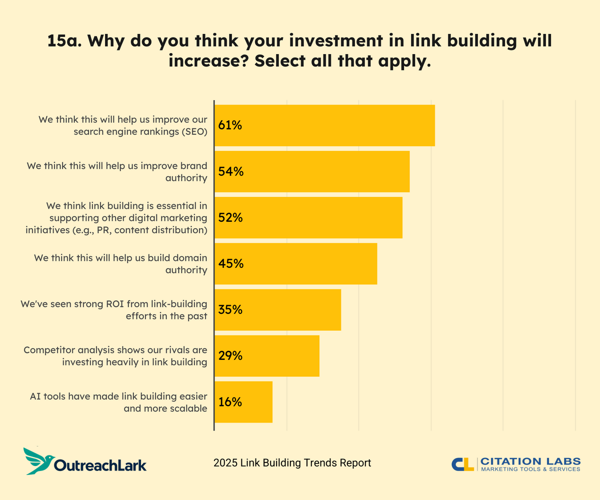 why do you think your investment in link building will increase