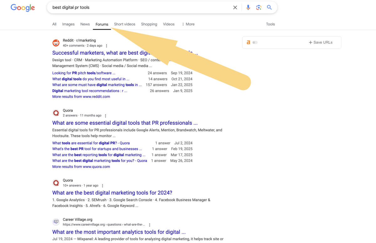 forums in SERP