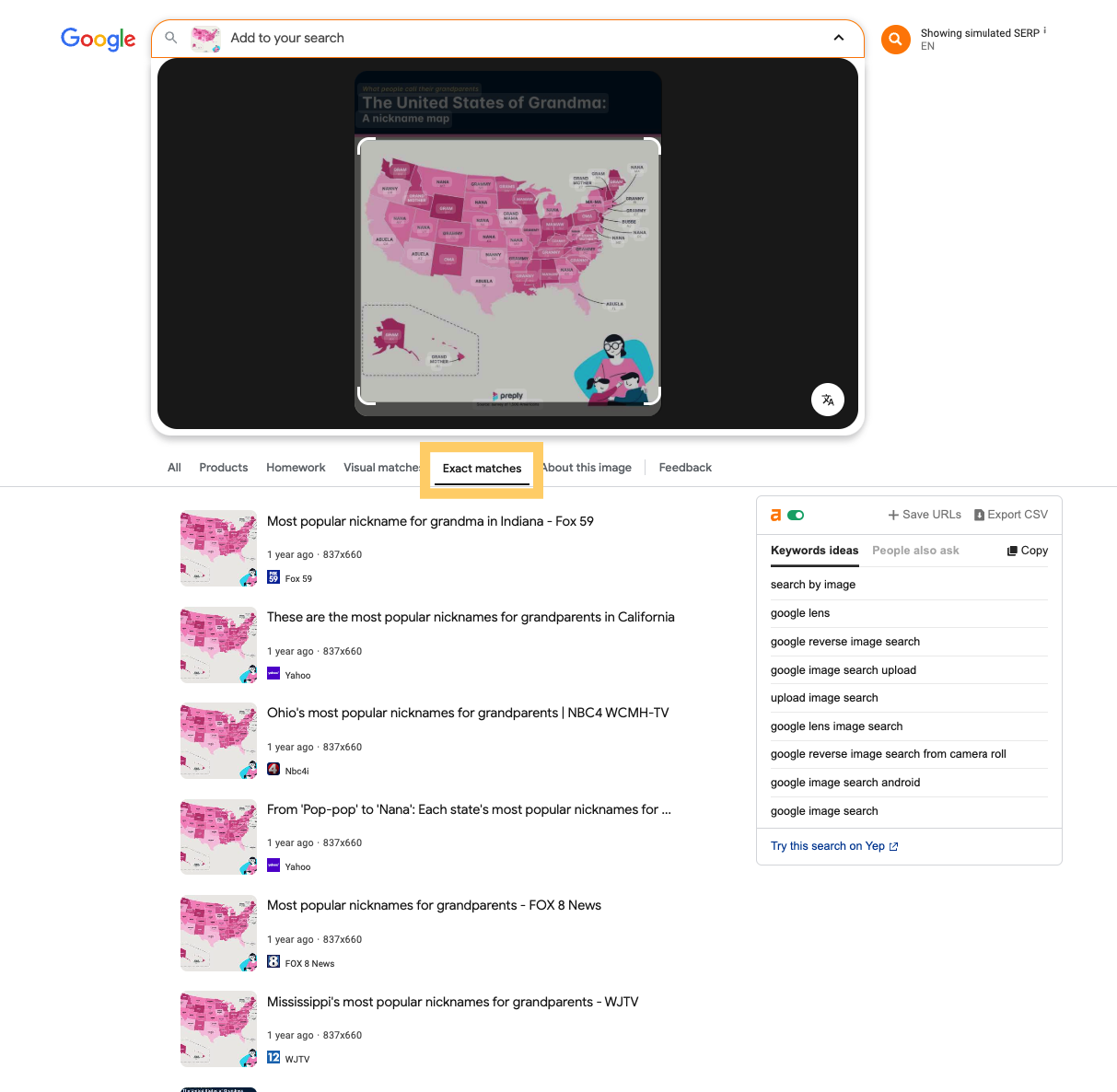 search results