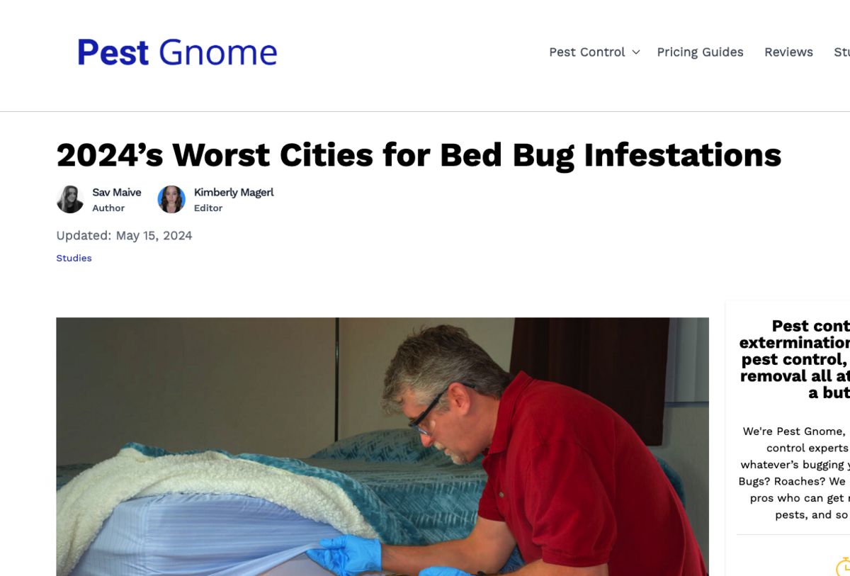 pest gnome's worst cities for bed bug infestation