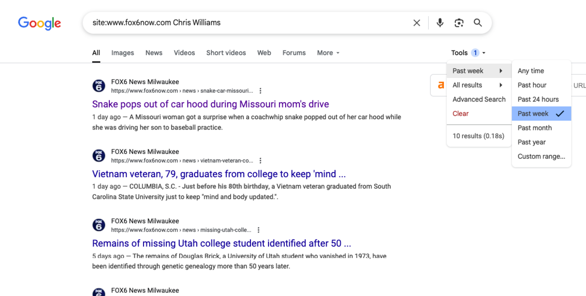 chris williams site search
