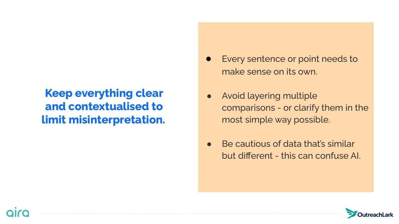 Keep everything clear and contextualised