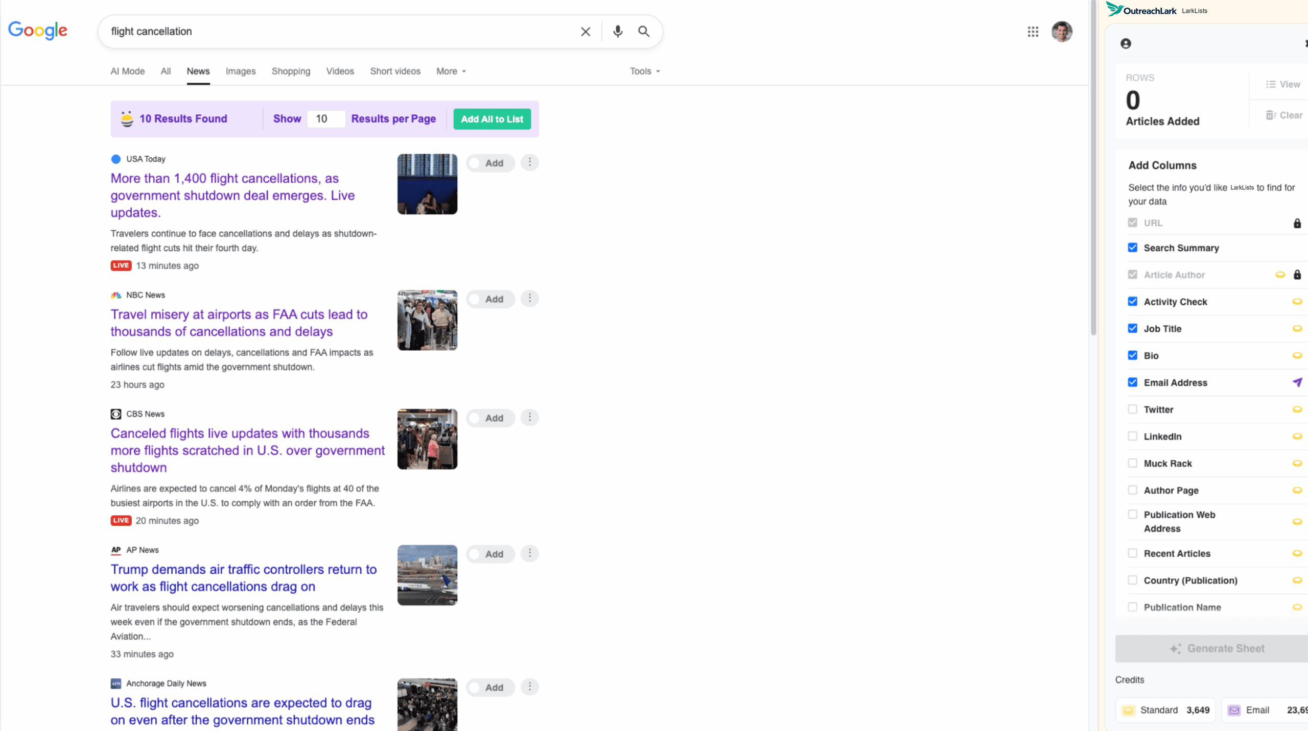 LarkLists serp