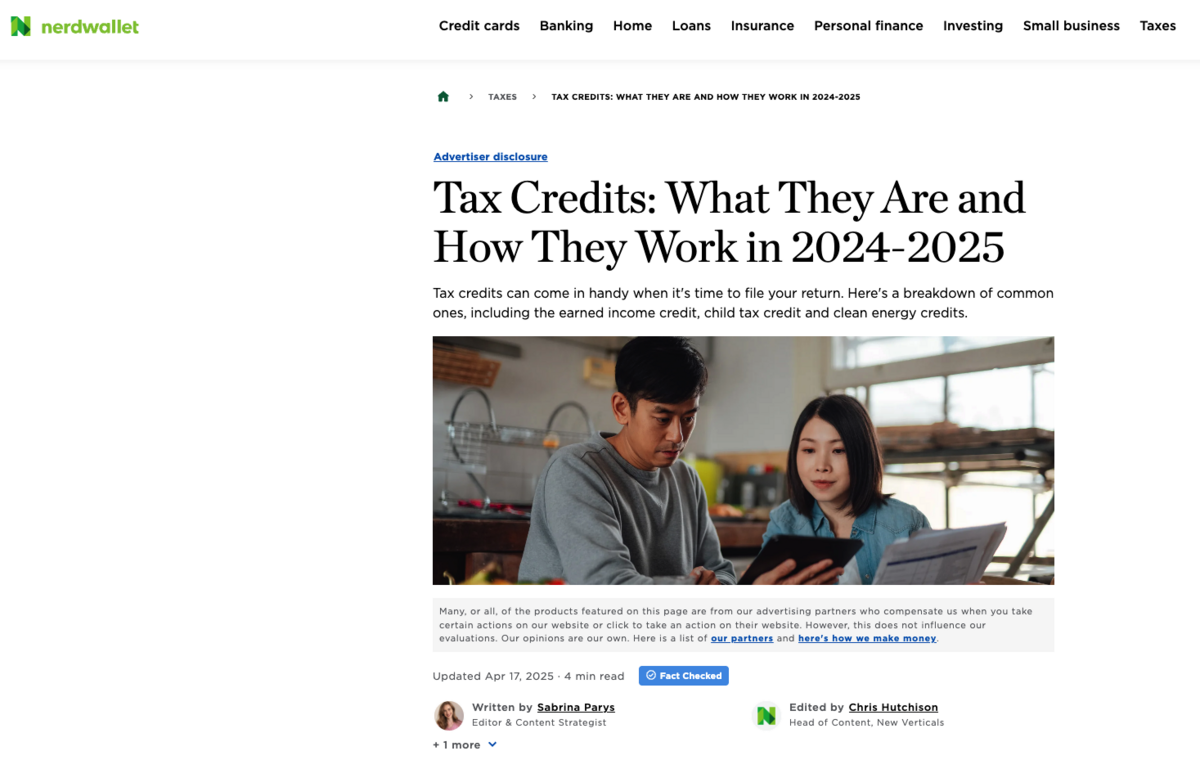nerdwallet tax credits