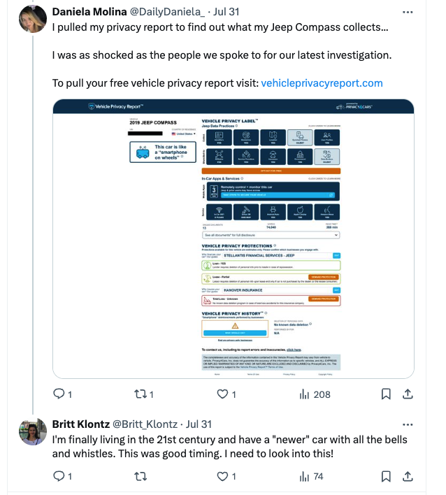 britt klontz engaging with a tweet