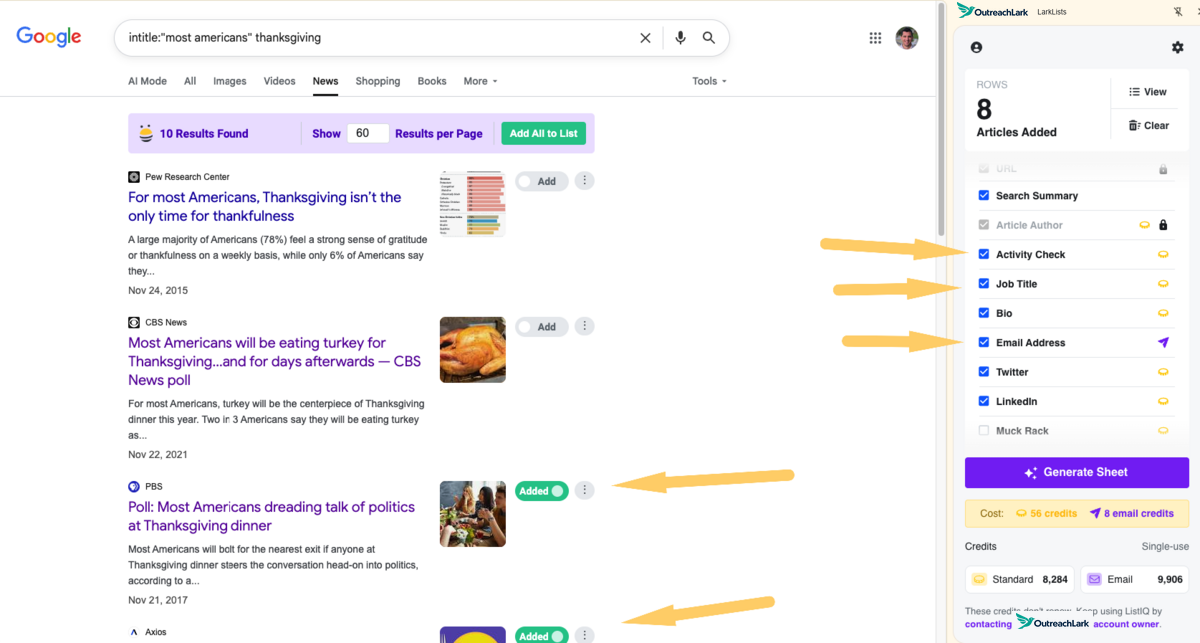 LarkLists select articles