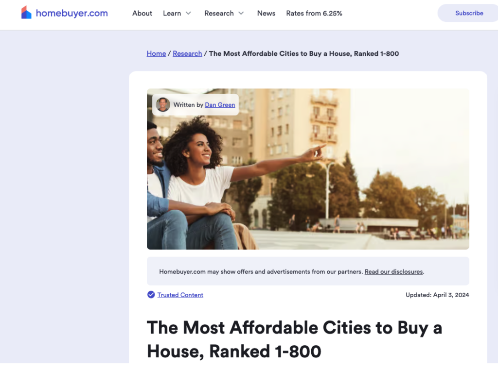 homebuyer most affordable