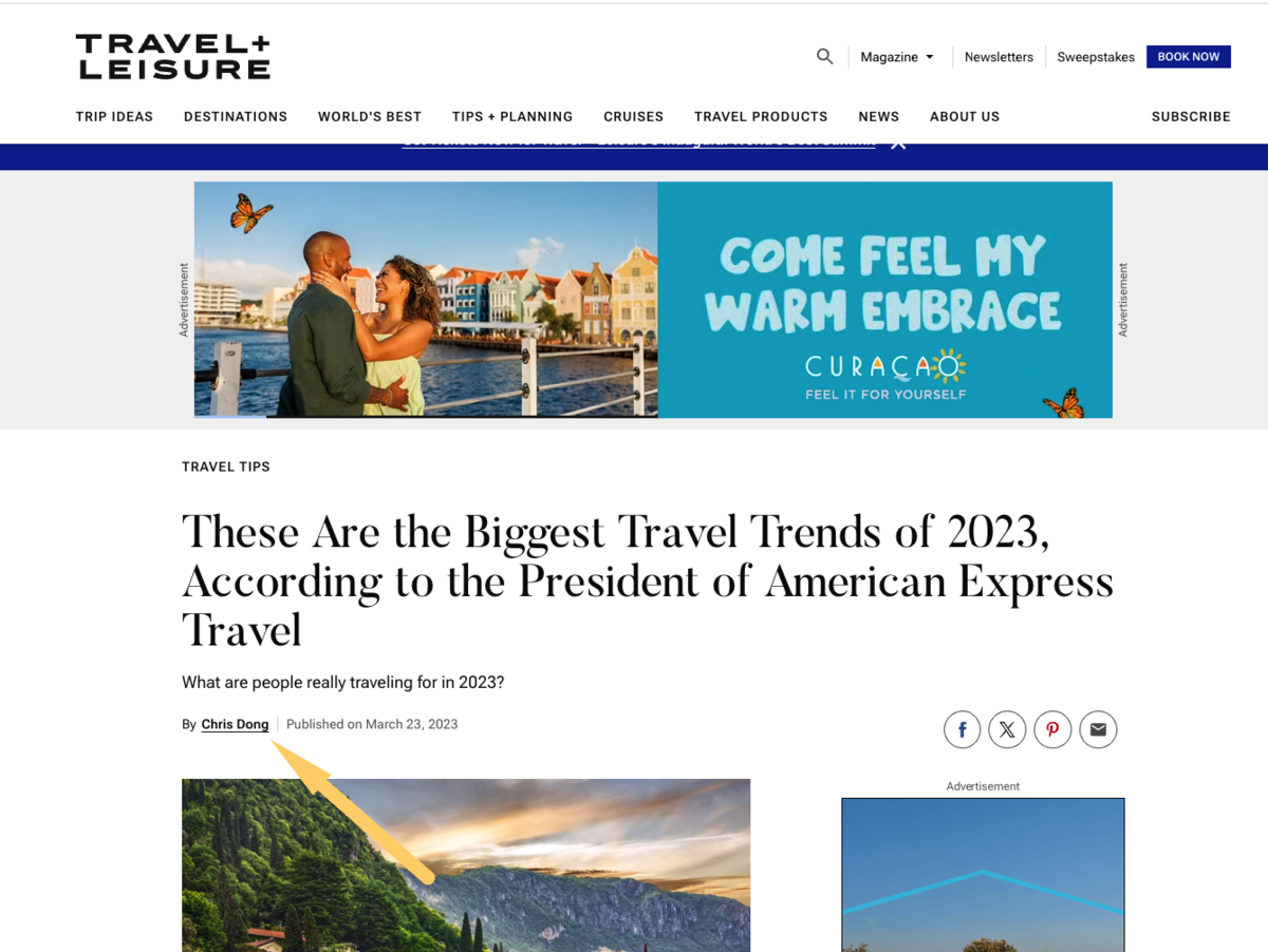 travel and leisure author