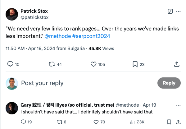 patrick stox tweet "We need very few links to rank pages"