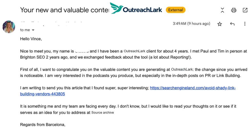 link building email