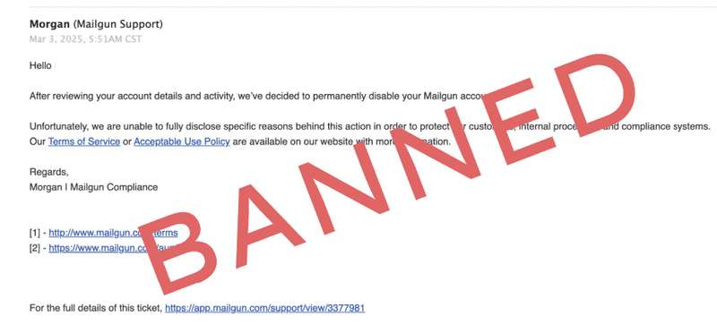 banned customer banned from mailgun