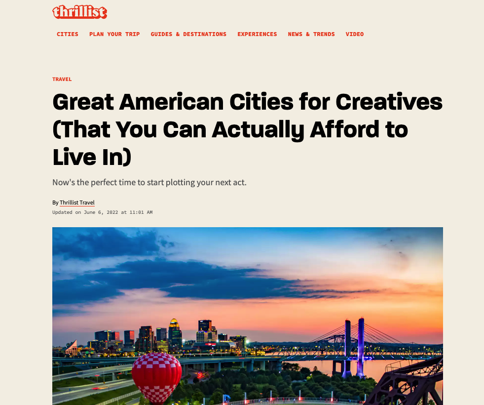 thrillist's great american cities for creatives