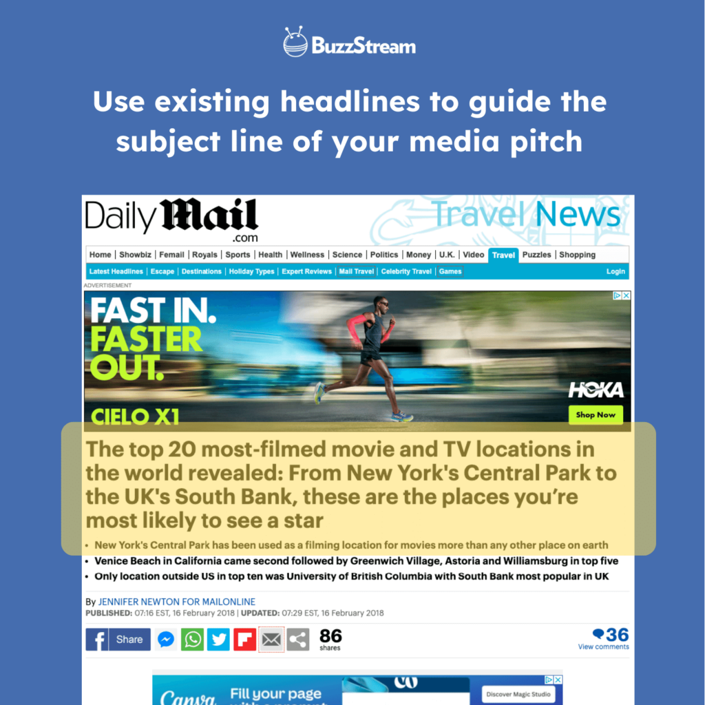media pitch headline