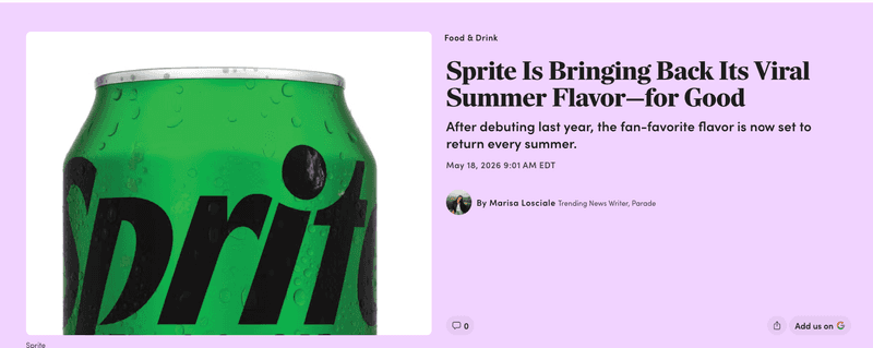 sprite sprite is bringing back its viral summer flavor - for good