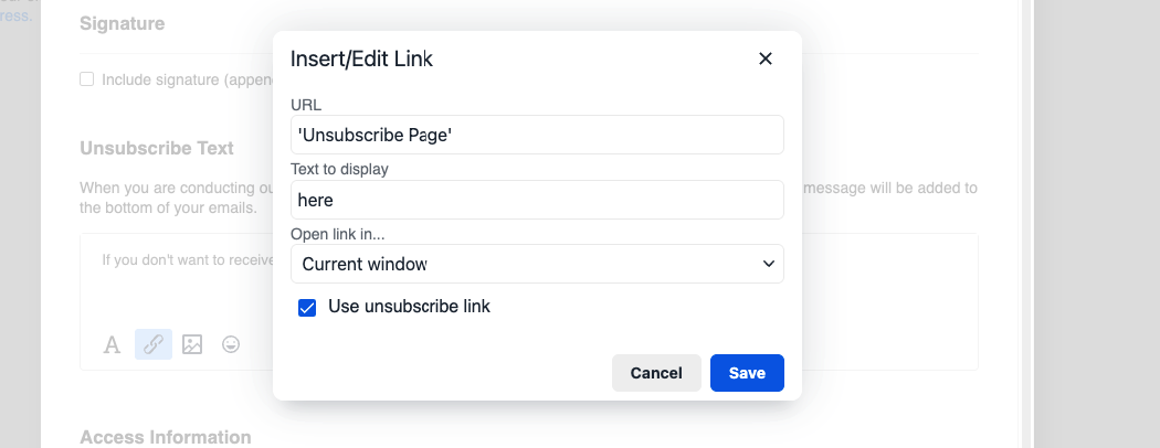 unsubscribe link