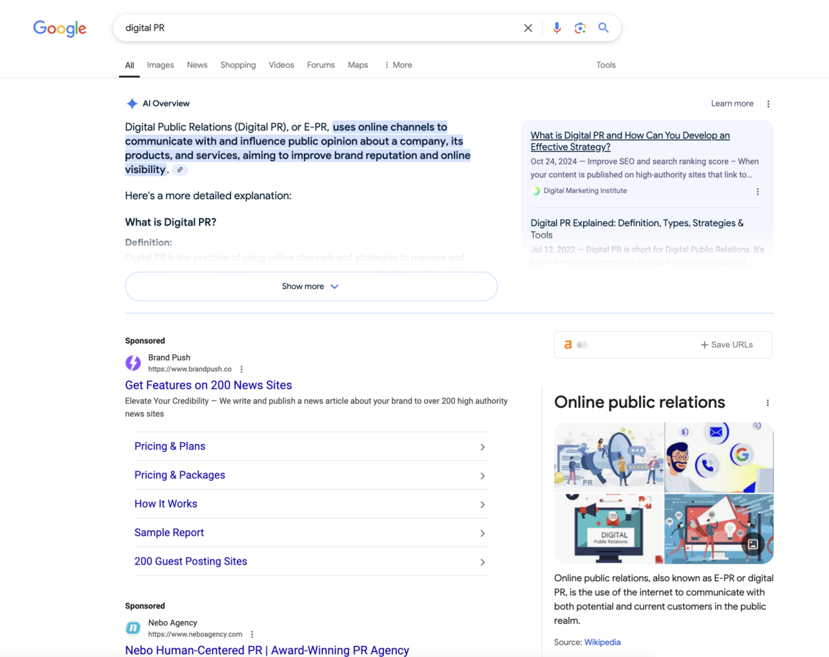 digital PR search
