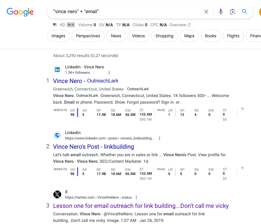 googling for someone's email address