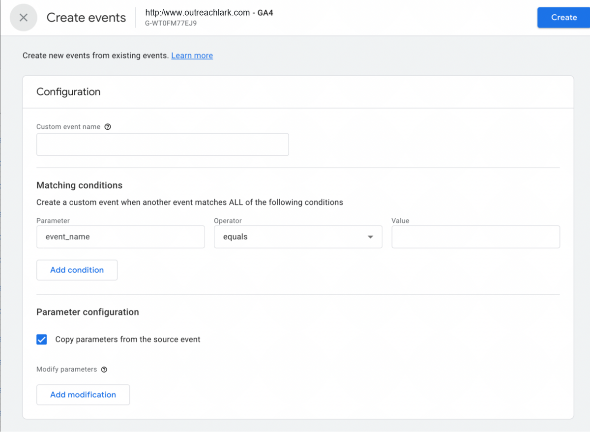 create events on GA4