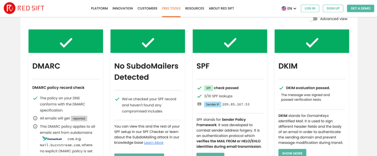 redsift's tool for checking dmarc and things