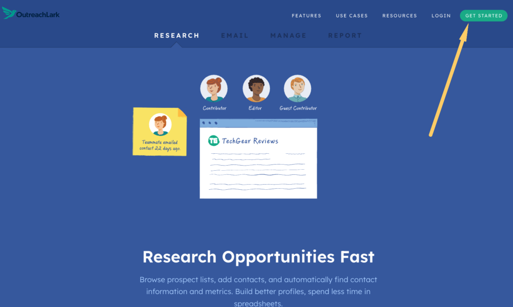 OutreachLark get started button