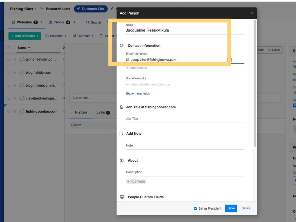 added email on OutreachLark