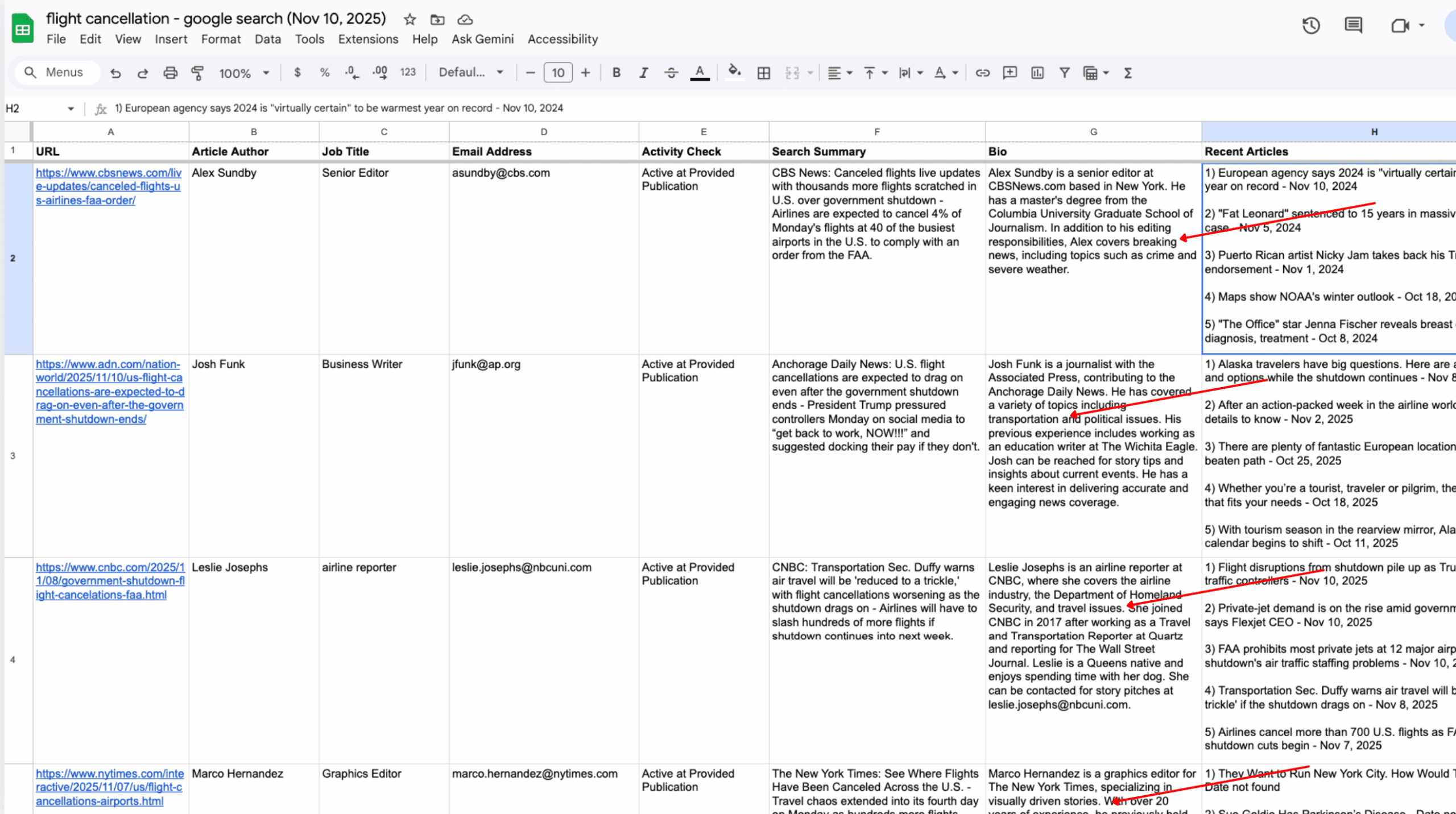 LarkLists in google sheets