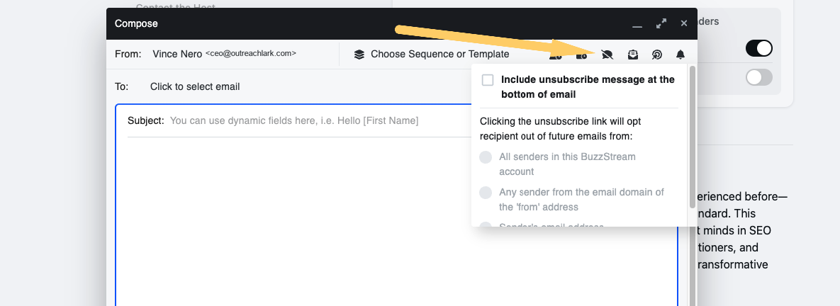 include unsubscribe message button
