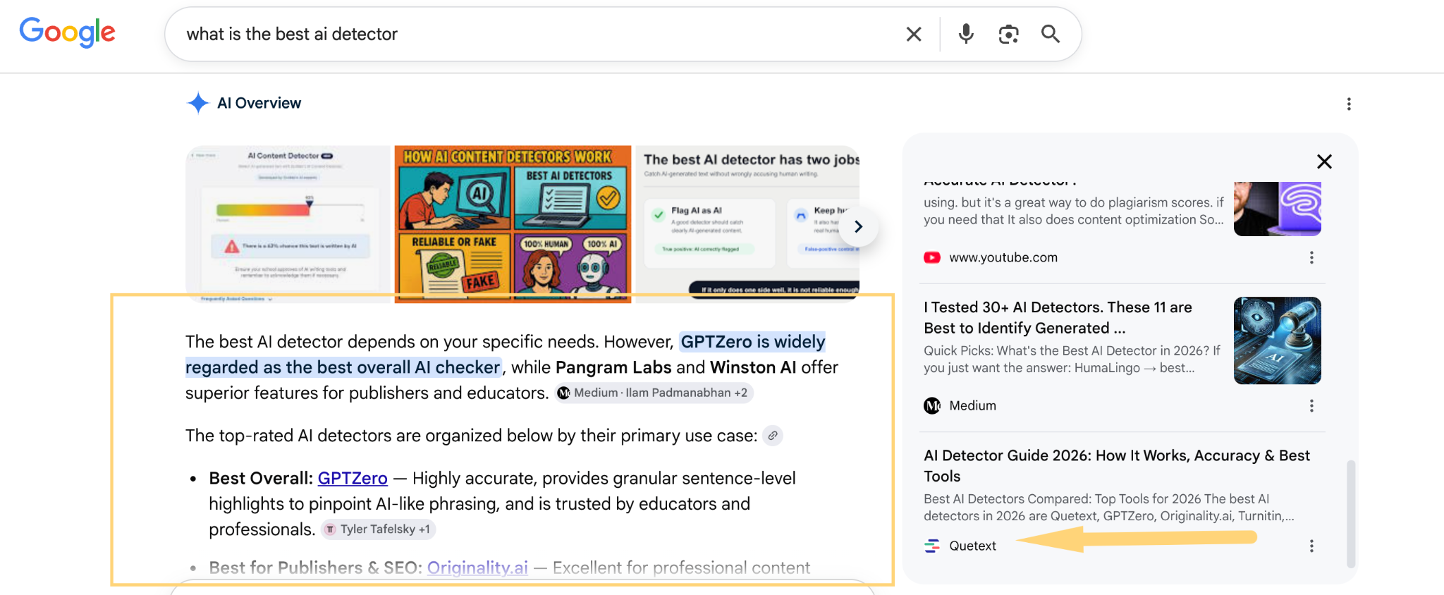 ai detector answer best ai detector screenshot with the answer highlighte4d