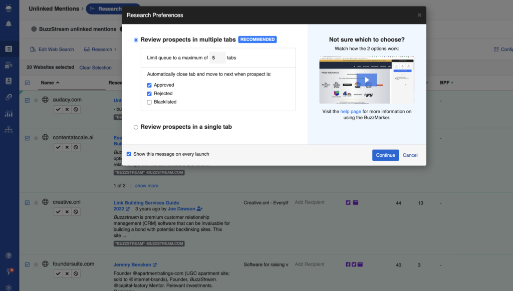 OutreachLark tabs