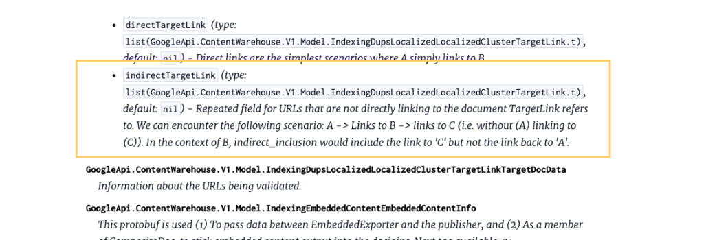 the indirect target link
