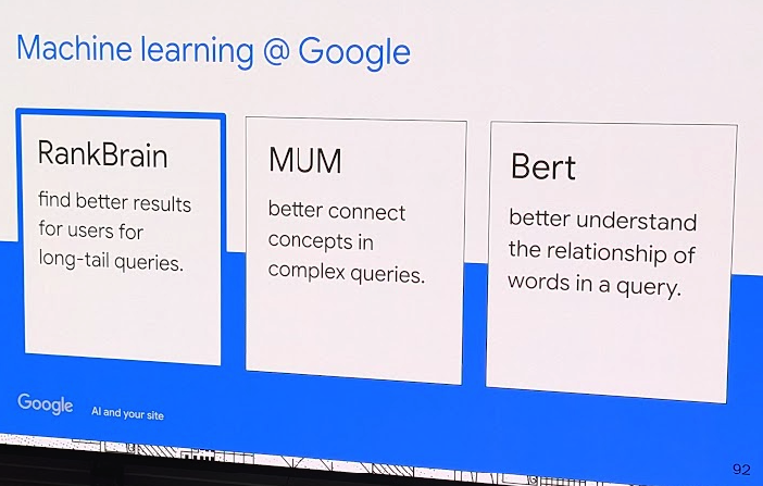 machine learning @ google explains rank brain, mum, and bert