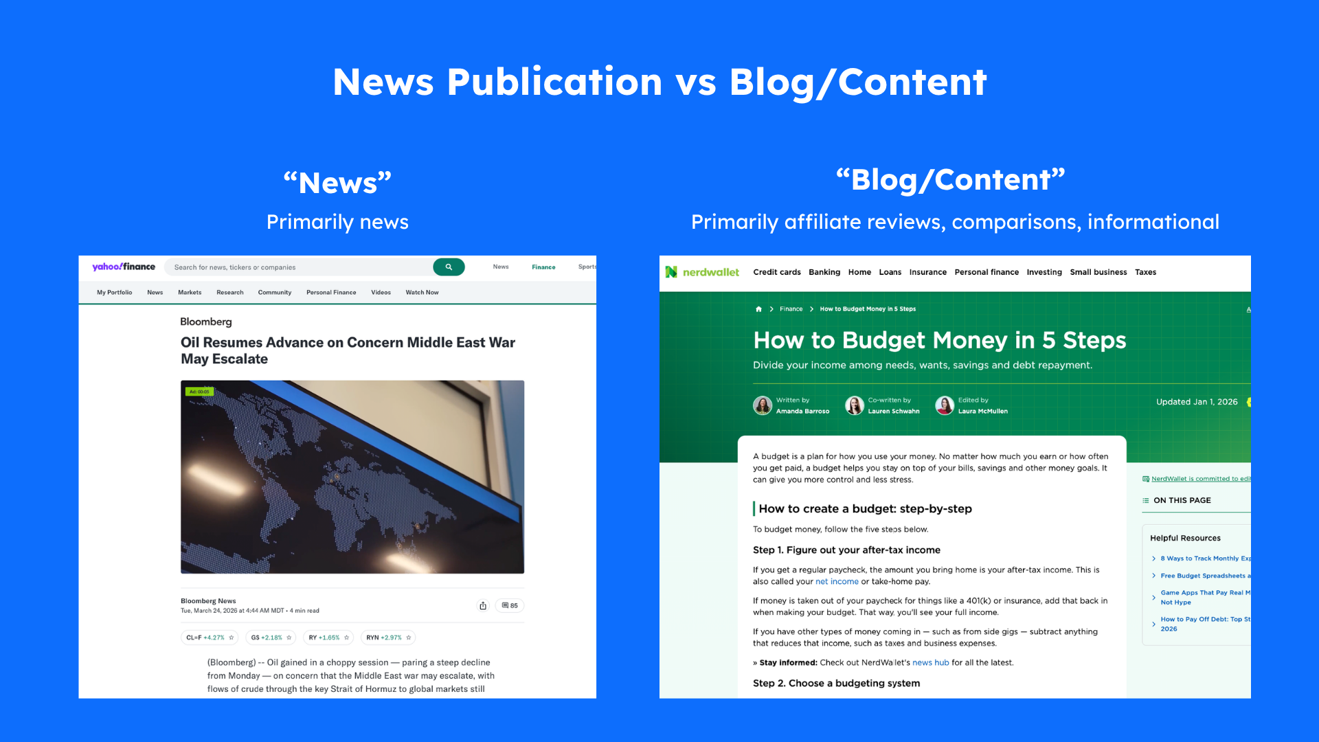 news vs blog content