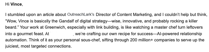 fake flattery email outreach