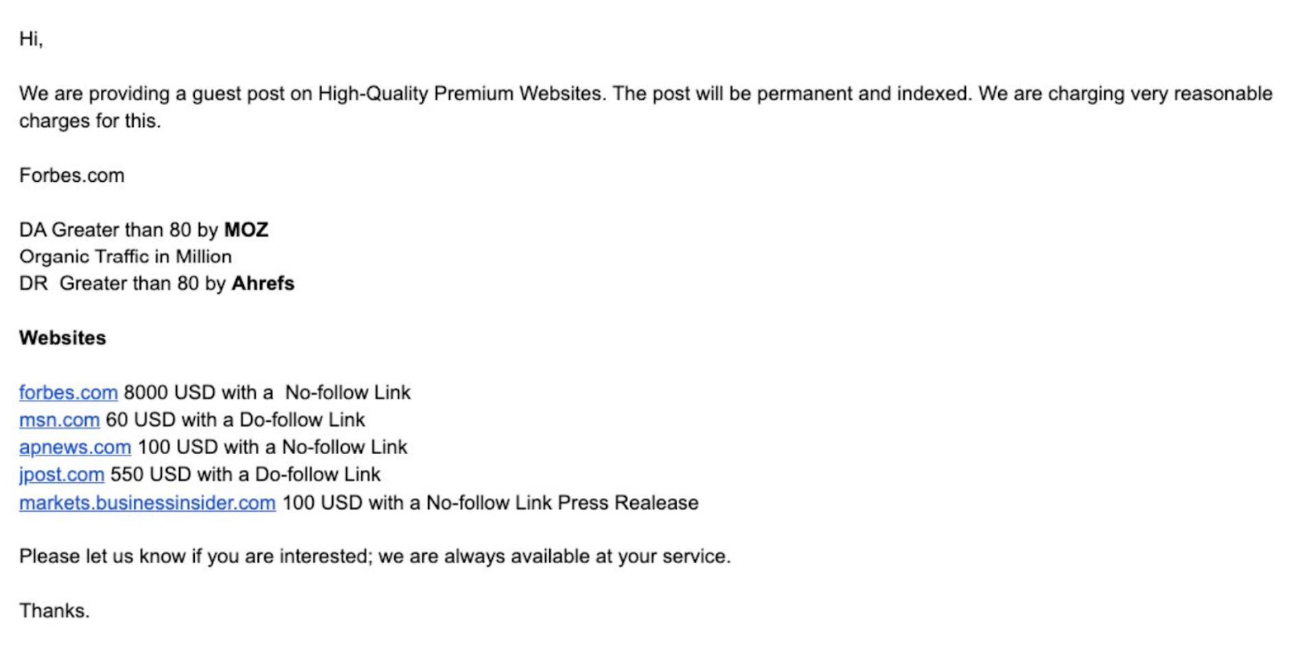 forbes link cost