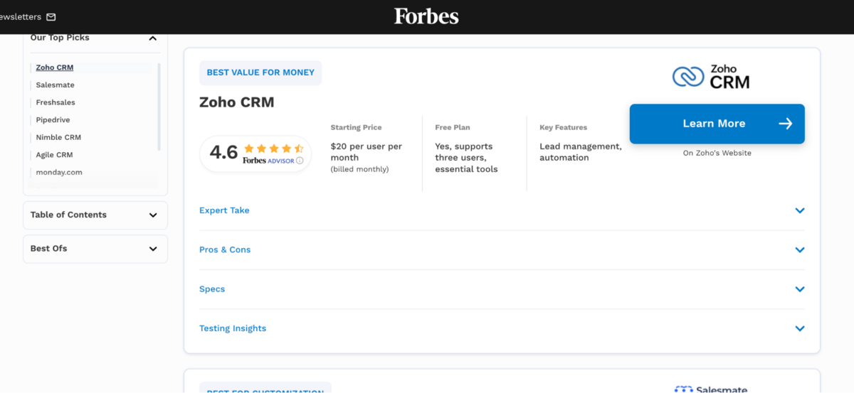 zoho crm