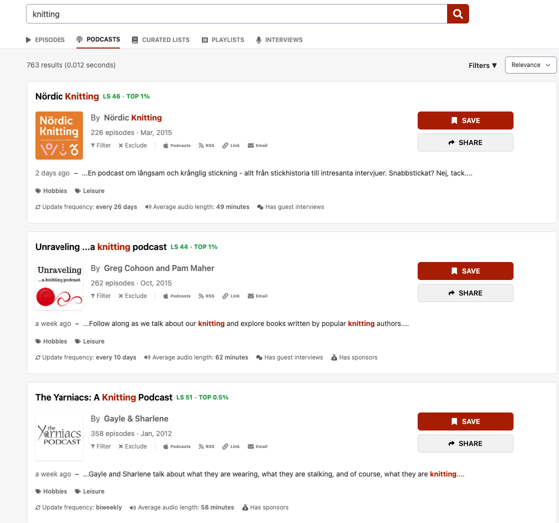 knitting search