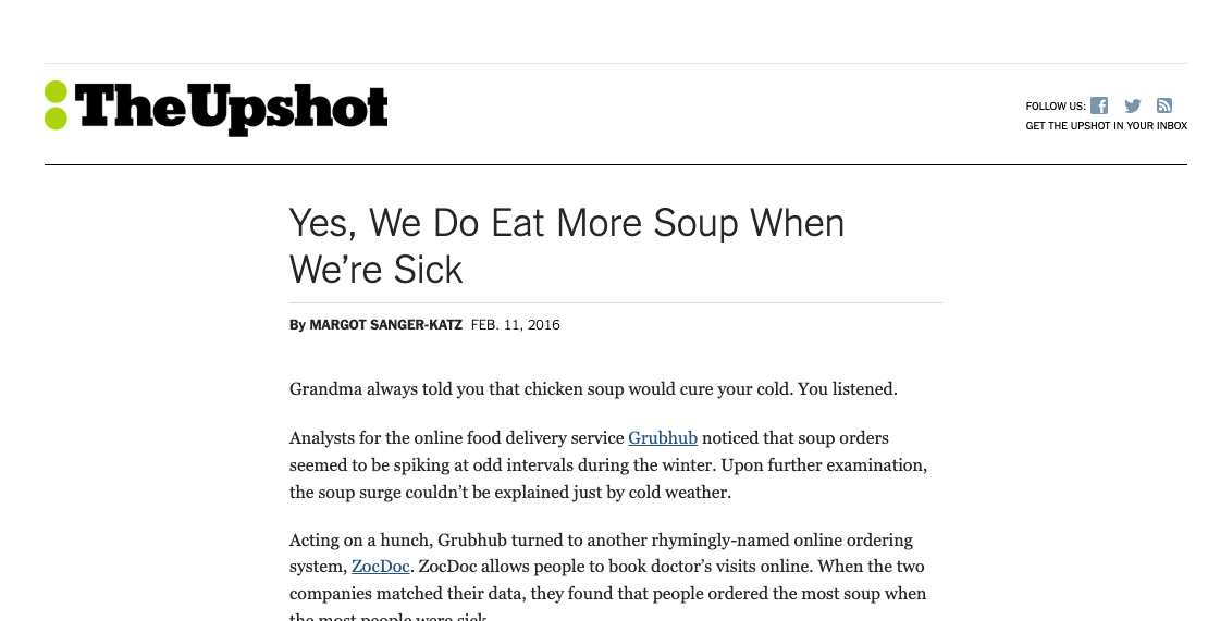 theupshot - yes we do eat more soup when we're sick